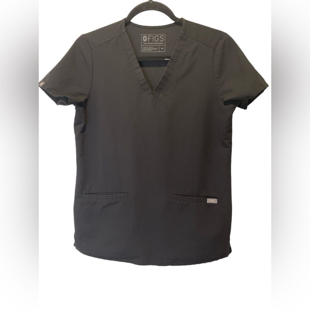 FIGS Technical Collection Black V-Neck Scrub Top size XS